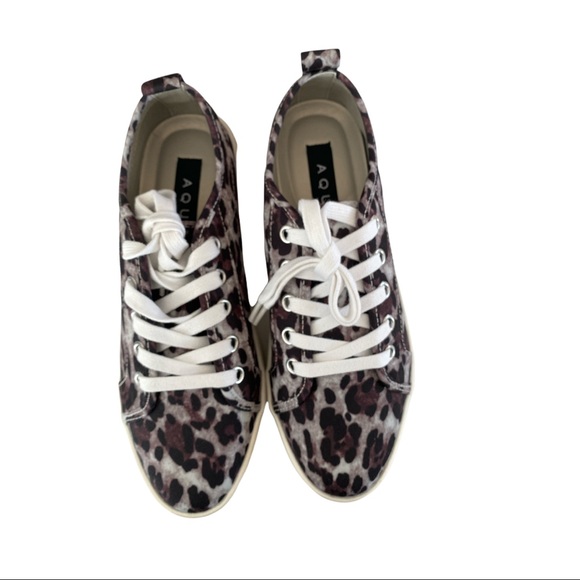 Aqua Piper Animal Leopard Print Leopard Platform Sneakers Round Toe Fabr… - Picture 2 of 6
